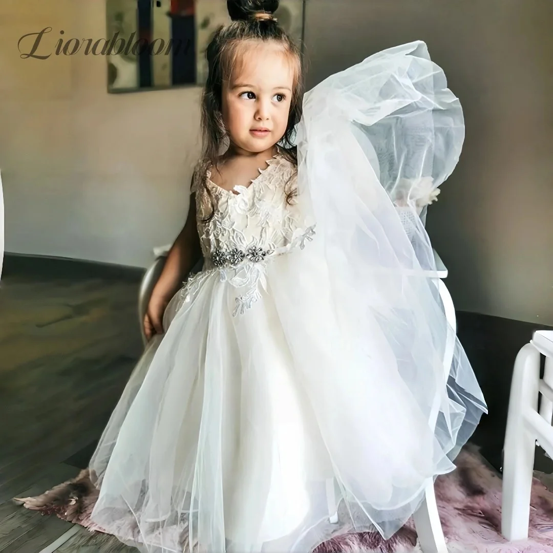 Customized Flower Girl Dress V-Neck Wedding Dress With Heavy Embellishments Wedding Party Attire свадебное платье