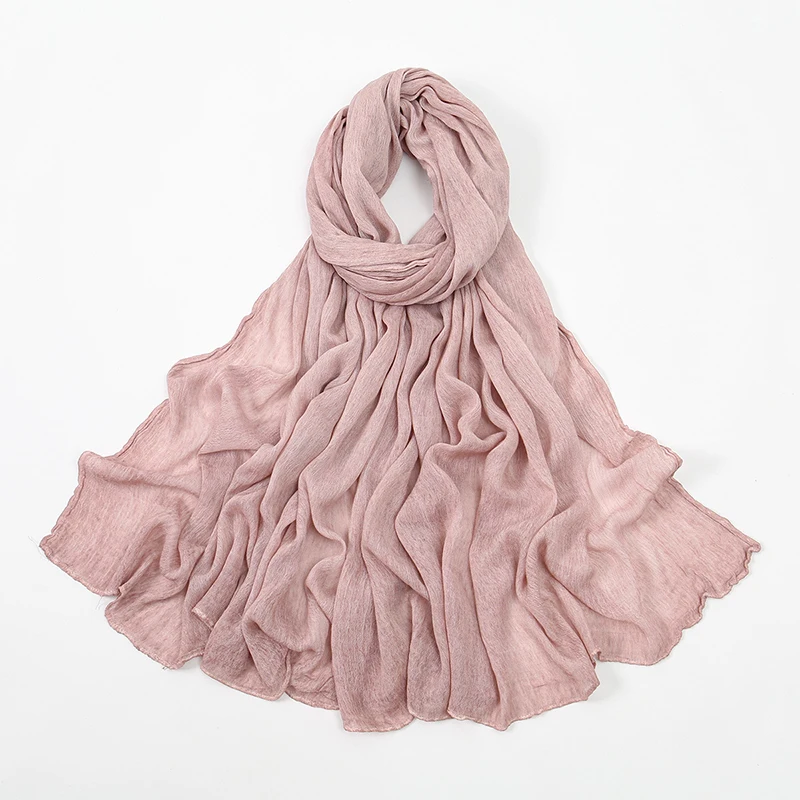 Hijab de rayón arrugado a la moda para mujer, bufanda musulmana, chal, pañuelo liso para la cabeza, turbante islámico liso de talla grande, diademas, Foulard