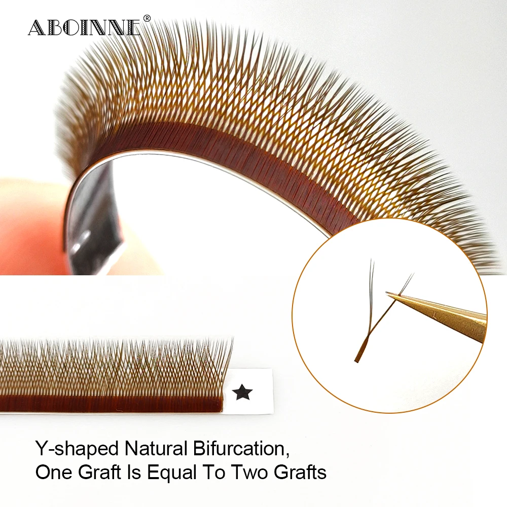 LAKANAKU High Quality Brown YY Eyelashes Extensions Brazilian Cilia and Faux Mink Y Volume Trays Cilios