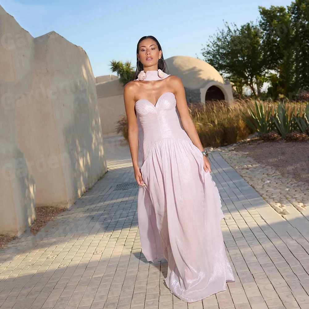 

Fascinating A Line Women's Evening Dresses Sweetheart Prom Gowns Customized Backless Sleeveless Vestidos Para Mujer Elegantes