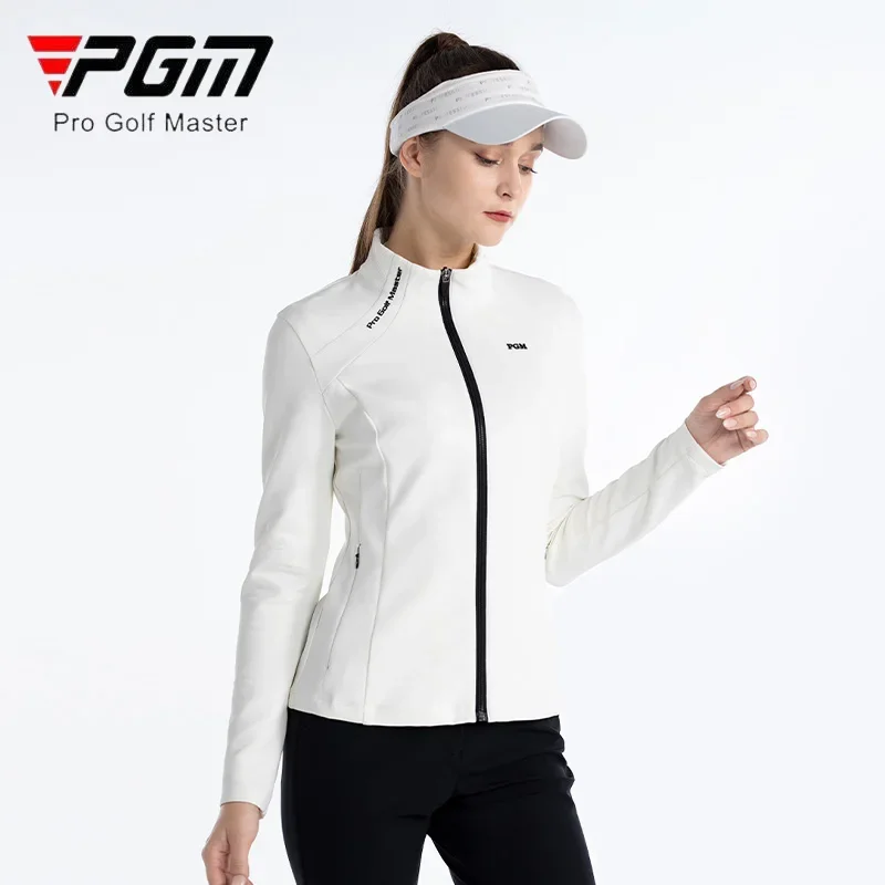 PGM Ladies Long Sleeve Golf Jacket Women Warm Zipper Pocket Coats Ladies Slim Stand Collar Windbreakers Casual Golf Clothing