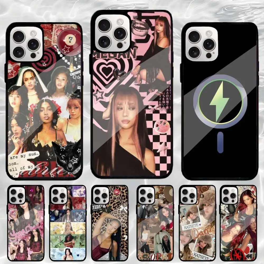 

K-Katseye Phone Case For iPhone17,16,15,14,13,12,11 Plus,Pro Max Black For Magnetic Wireless Charge Cover