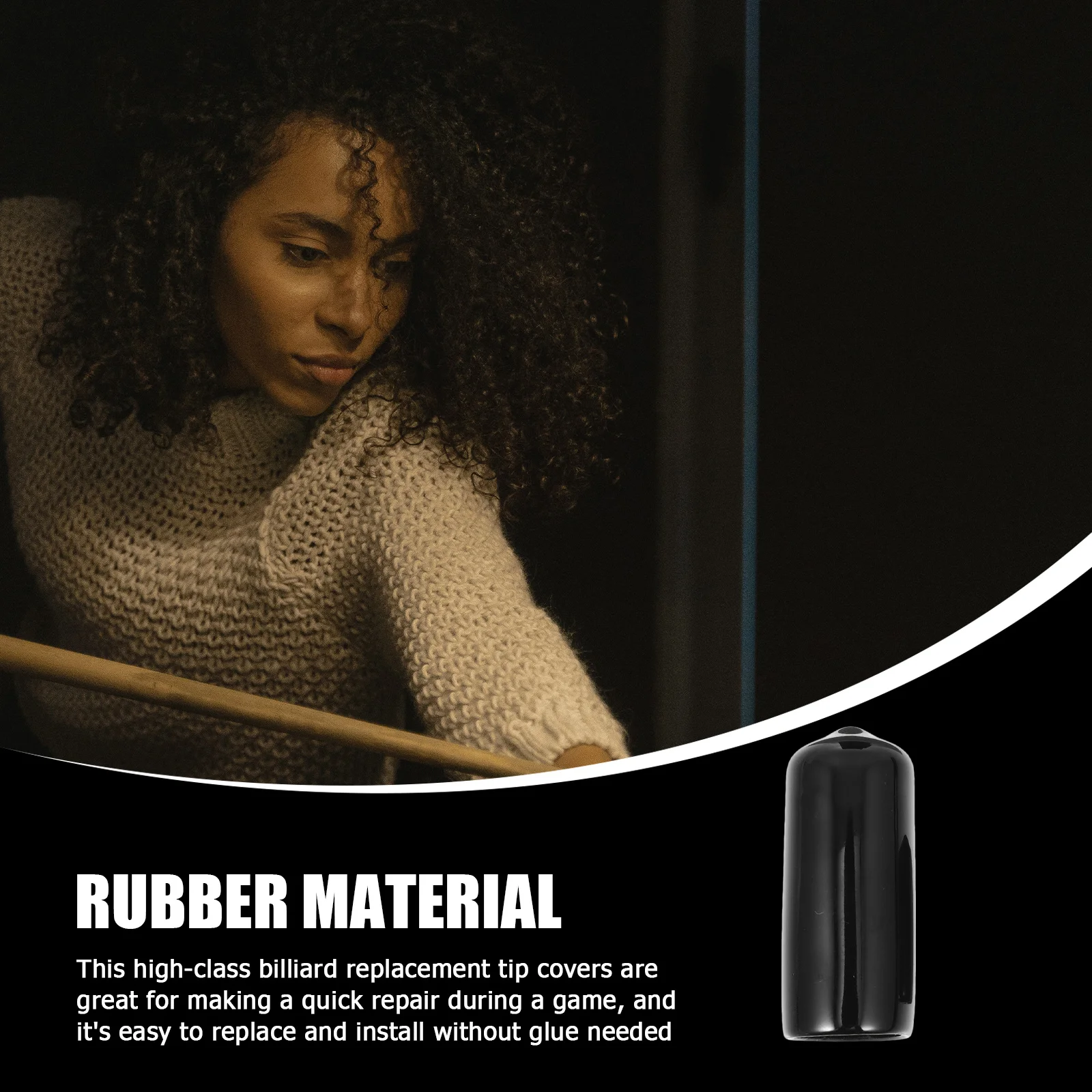 10 قطعة حامي الكرة جديلة المطاط تلميح يغطي صدمة الحد غطاء رأس لحمام السباحة جديلة ملحق المضادة للانزلاق نصائح استبدال الأسود #3