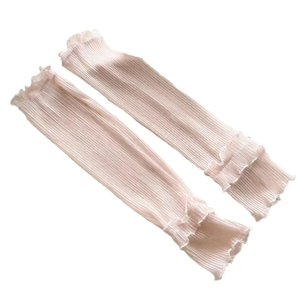 Summer Long Fingerless Gloves Women Sun Protection Gloves Lace Sleeve Mesh Arm Breathable Thin Sleeves Uv Lady Mittens Suns