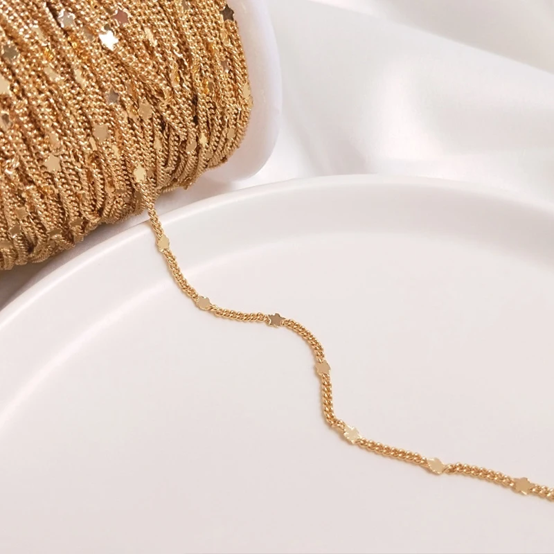 1meter Width 1.5mm Copper Press Rounding Chain Gold Necklace Earring Anklet Bracelet Bulk Chains For Jewelry Making DIY Supplies