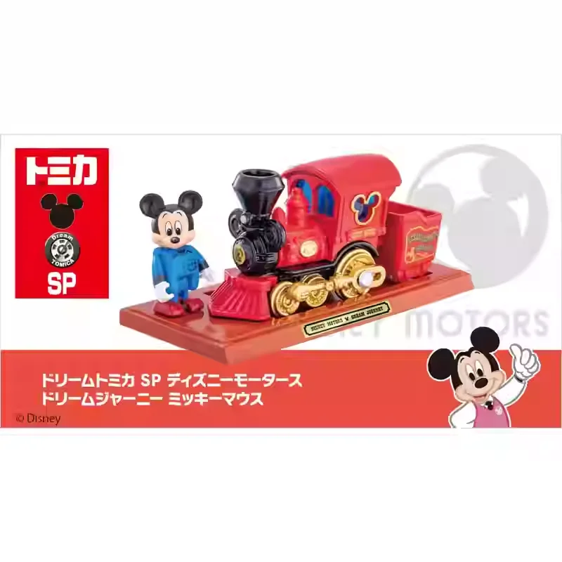 Original TAKARA TOMY Dream Tomica Dream Journey Mickey Mouse Steam Train with Trailer Diecast Alloy Model Car Collectible Gift