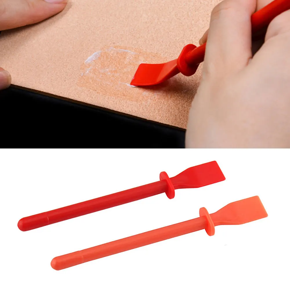 2PCS Leather Gluing Tool DIY Handcraft Glue Application Tools for Leather PP Practical Red + Orange Color