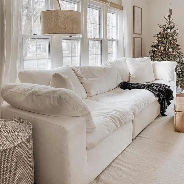 italian modular sofa white color linen fabric sofa cover super soft sofa for living room down