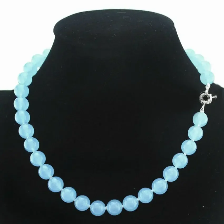 

8mm Brazilian Aquamarine Gemstones Round Beads Necklace 18'' AAA