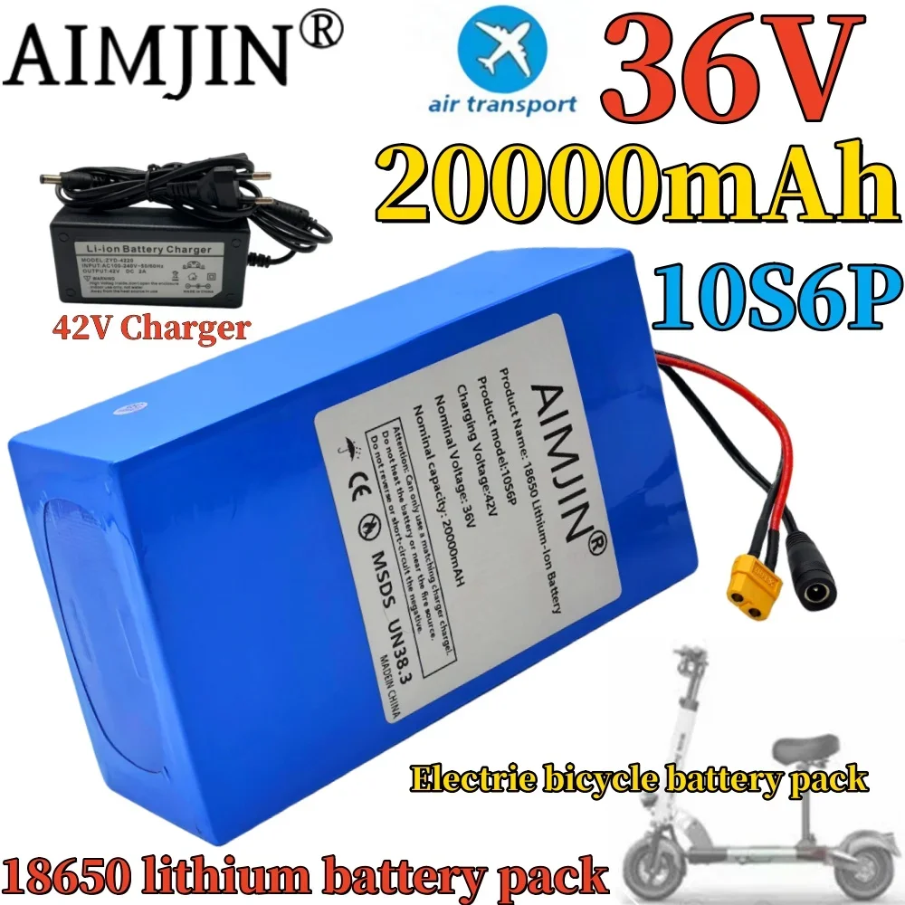 10S6P 36V 20Ah Brand new original 500-1000W large capacity Rechargeable lithium battery for Uses Most Vehicles， and Multiple plu