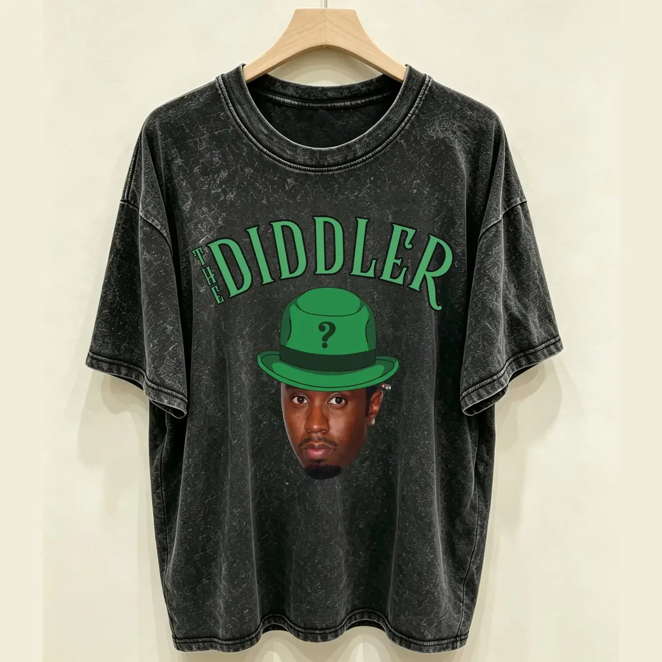 washed T Shirt The Diddler Inappropriate P Diddy Raunchy Humor Rude Comic Theme Meme Dark Offensive Hip Hop Parody vintage
