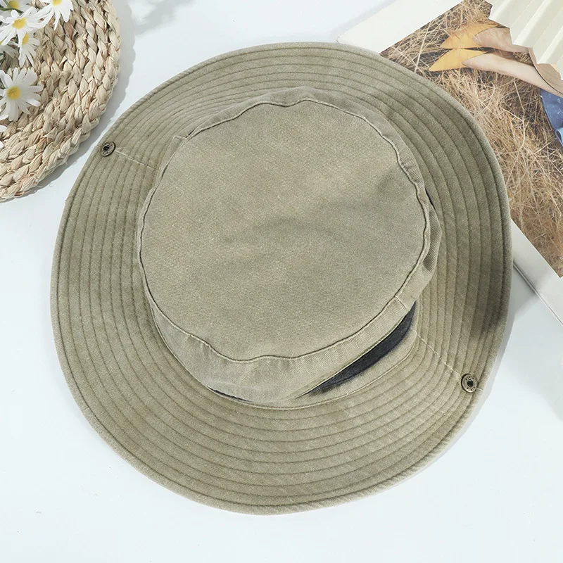 قبعة دلو برباط من رعاة البقر الغربي للحماية من أشعة الشمس الصيفية العتيقة، قبعة سفر متعددة الاستخدامات للمشي لمسافات طويلة والتخييم #4