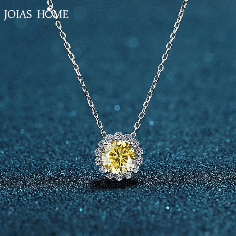 

JOIAS HOME Fashionable and Minimalist Silver s925 1ct D-color Moissanite Flower Gemstone Necklace, Preferred For Holiday Gifts