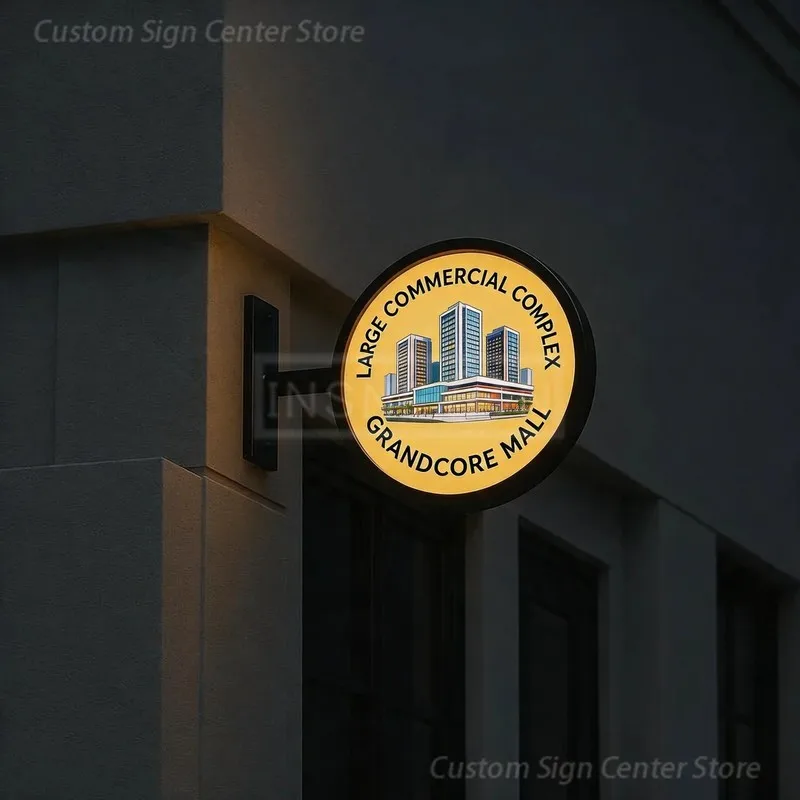 GrandCore Mall LED Light Box Sign Custom Lightbox Round Advertising Neon Logo Business Wall Illuminated Acrylic Display