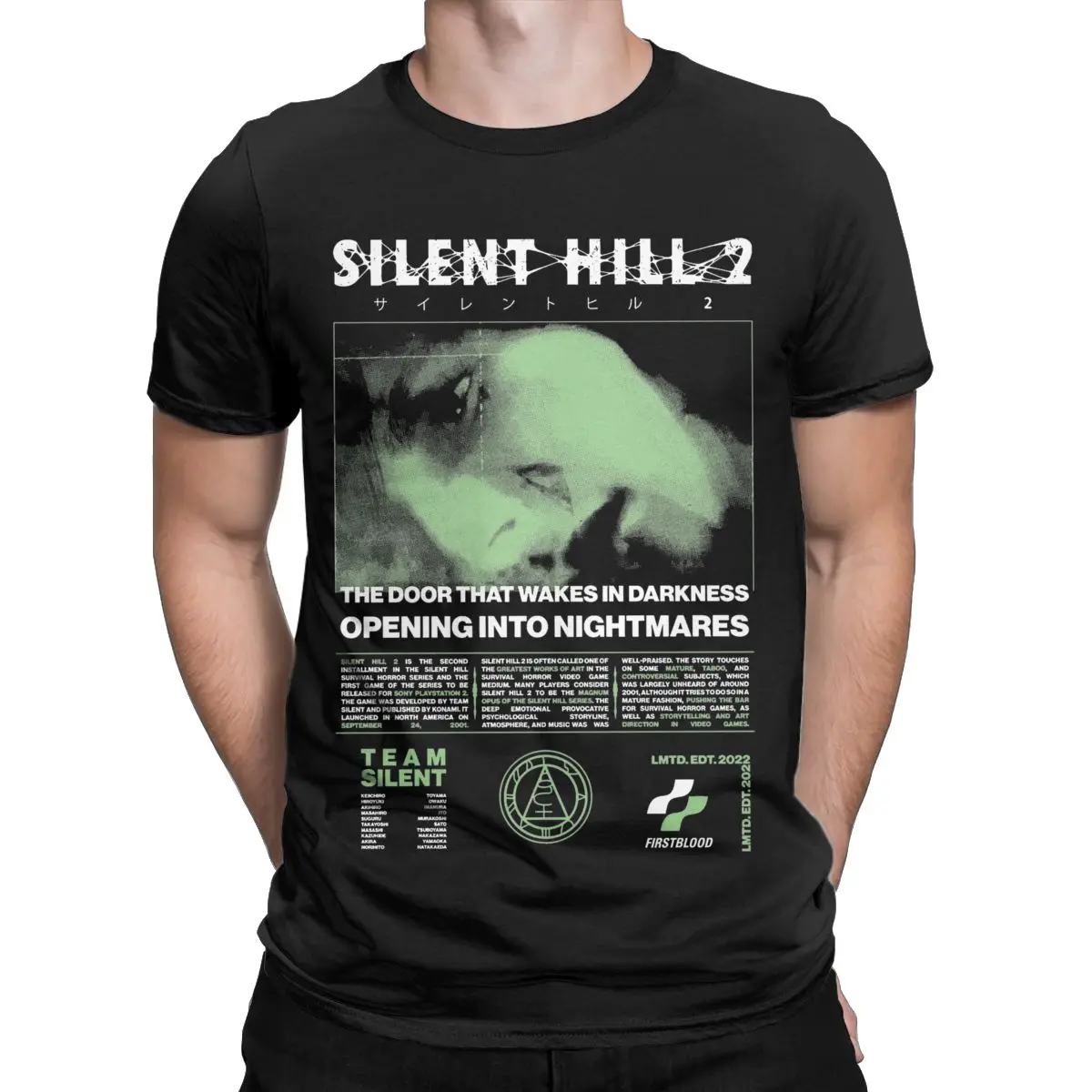 Silent Hill-Camiseta masculina casual de manga curta, camiseta com gola redonda, roupas adultas, 2 camisas de algodão