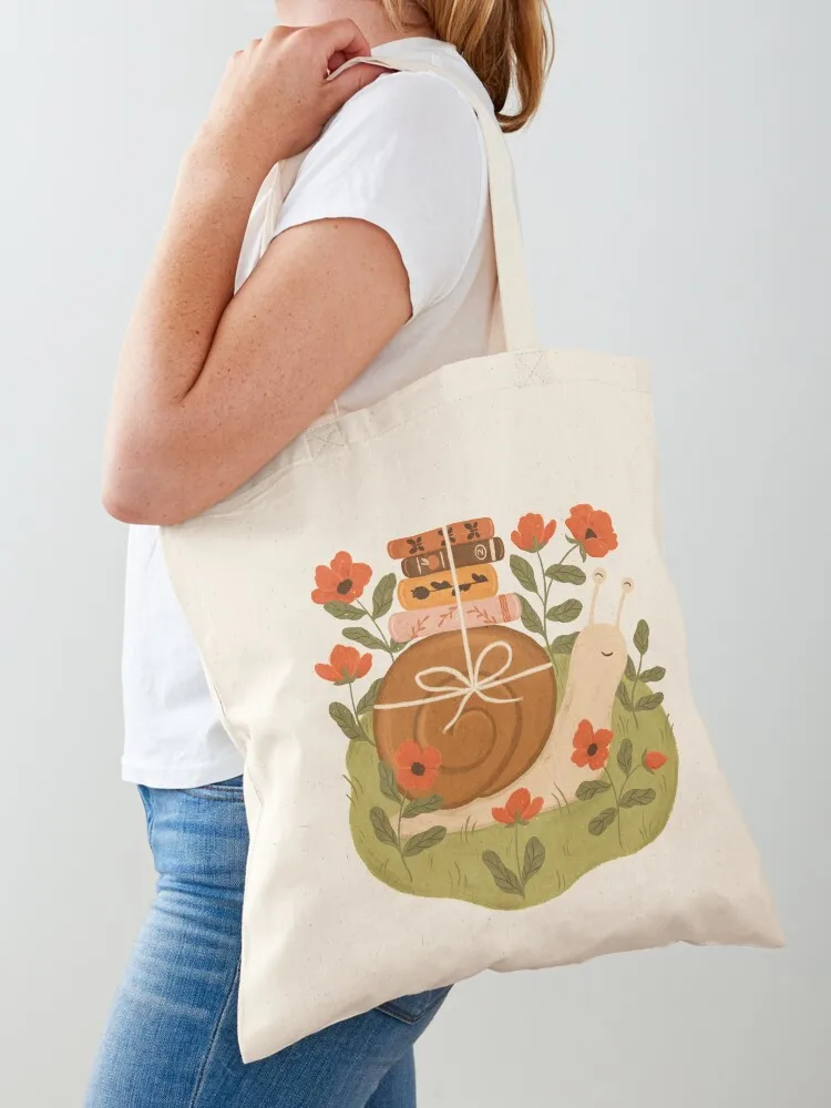 

Snail Carrying Books Tote Bag reusable shopping bags canvas tote bags Cloth bag eco bag folding