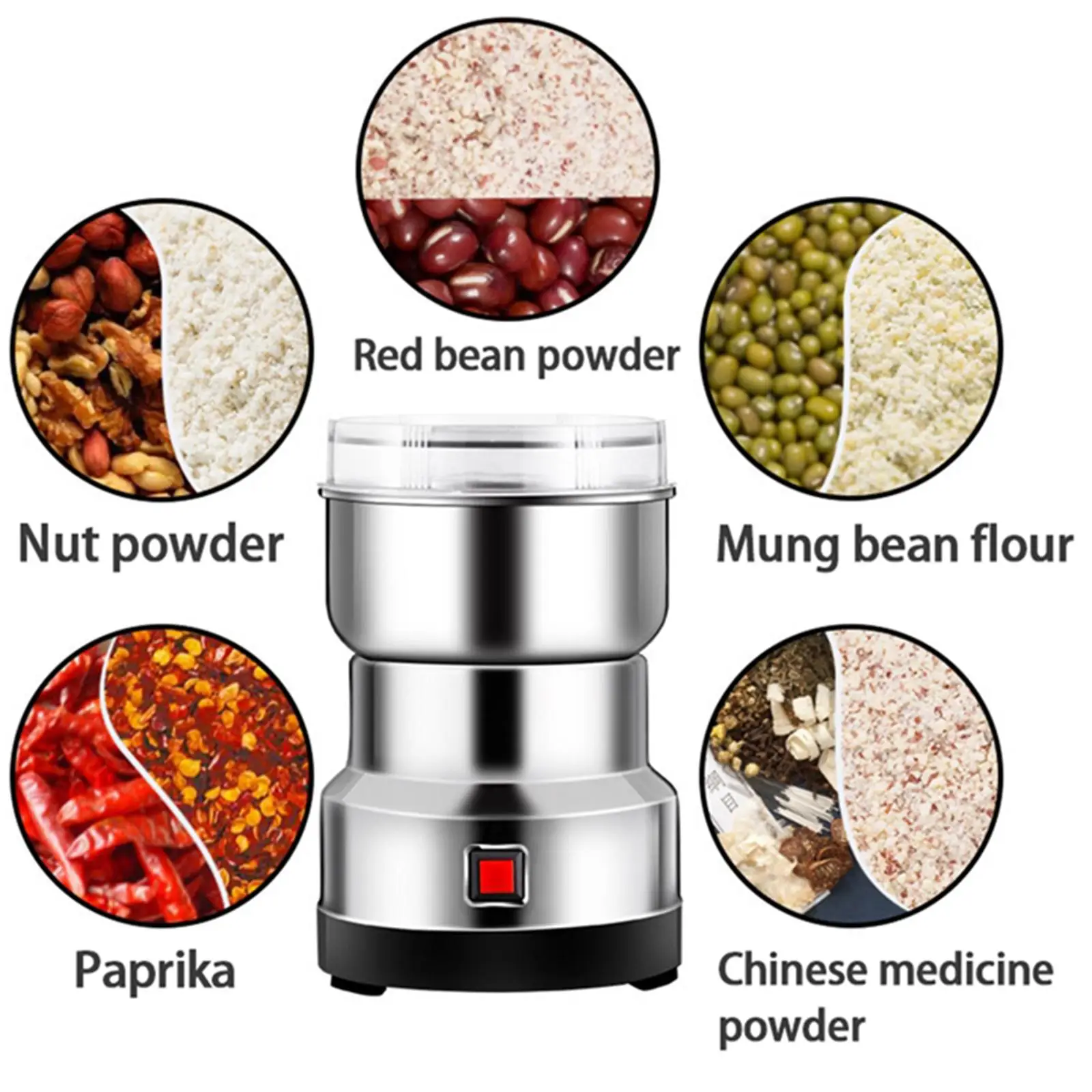 220V Electric Coffee Beans Grains Grinder Herb Spice Grinding Machine Home