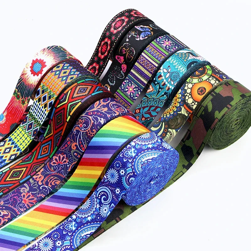 2M 38mm Ethnisches Nylon Gurtband Jacquard Band Band Bedrucktes Taschengurt Kleidung Schrägbindung Stoff DIY Nähzubehör