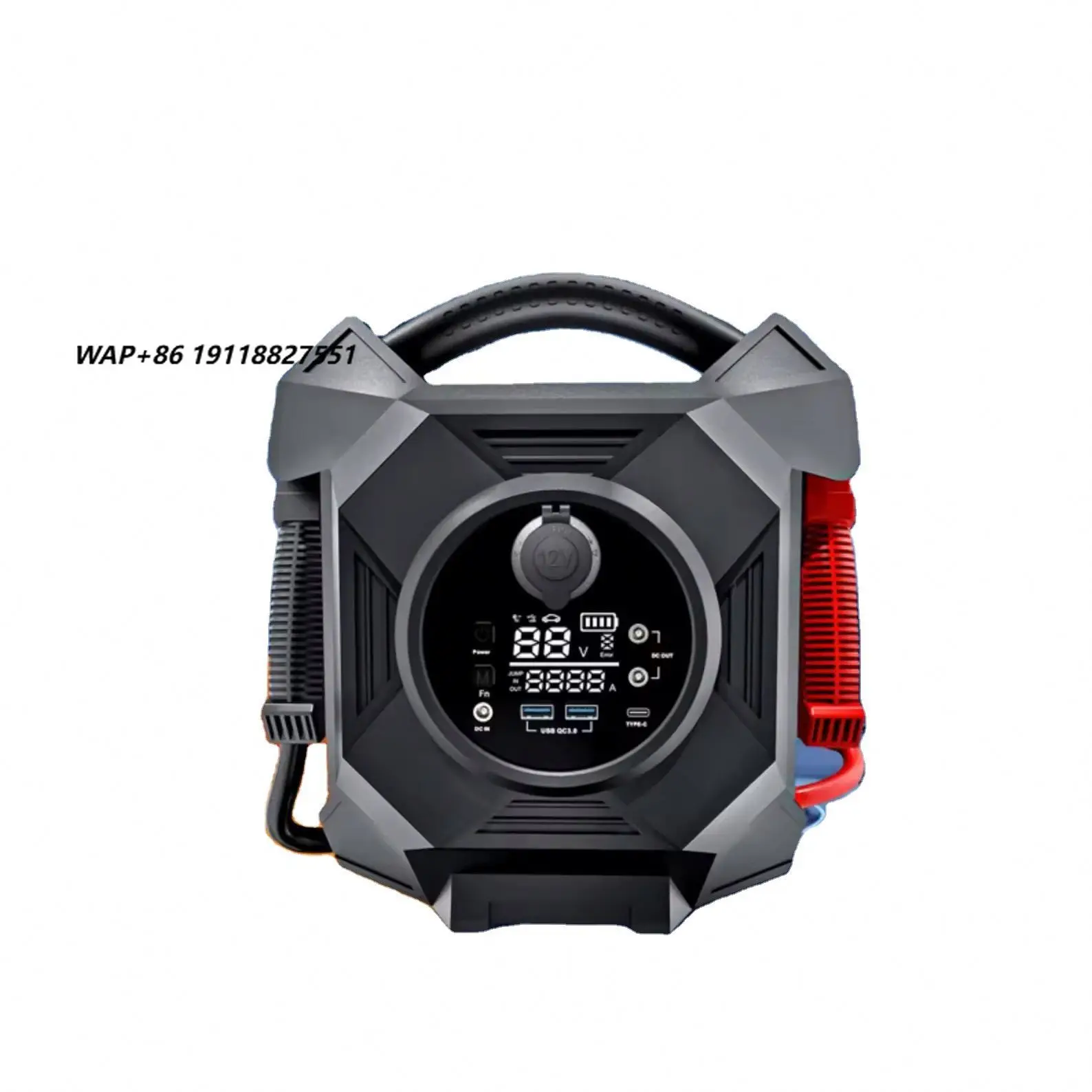 Multifunctional 4-in-1 Jump Starter with  Car Air Compressor and Power Bank  LED Light Digital Screen Starter Car Inflator