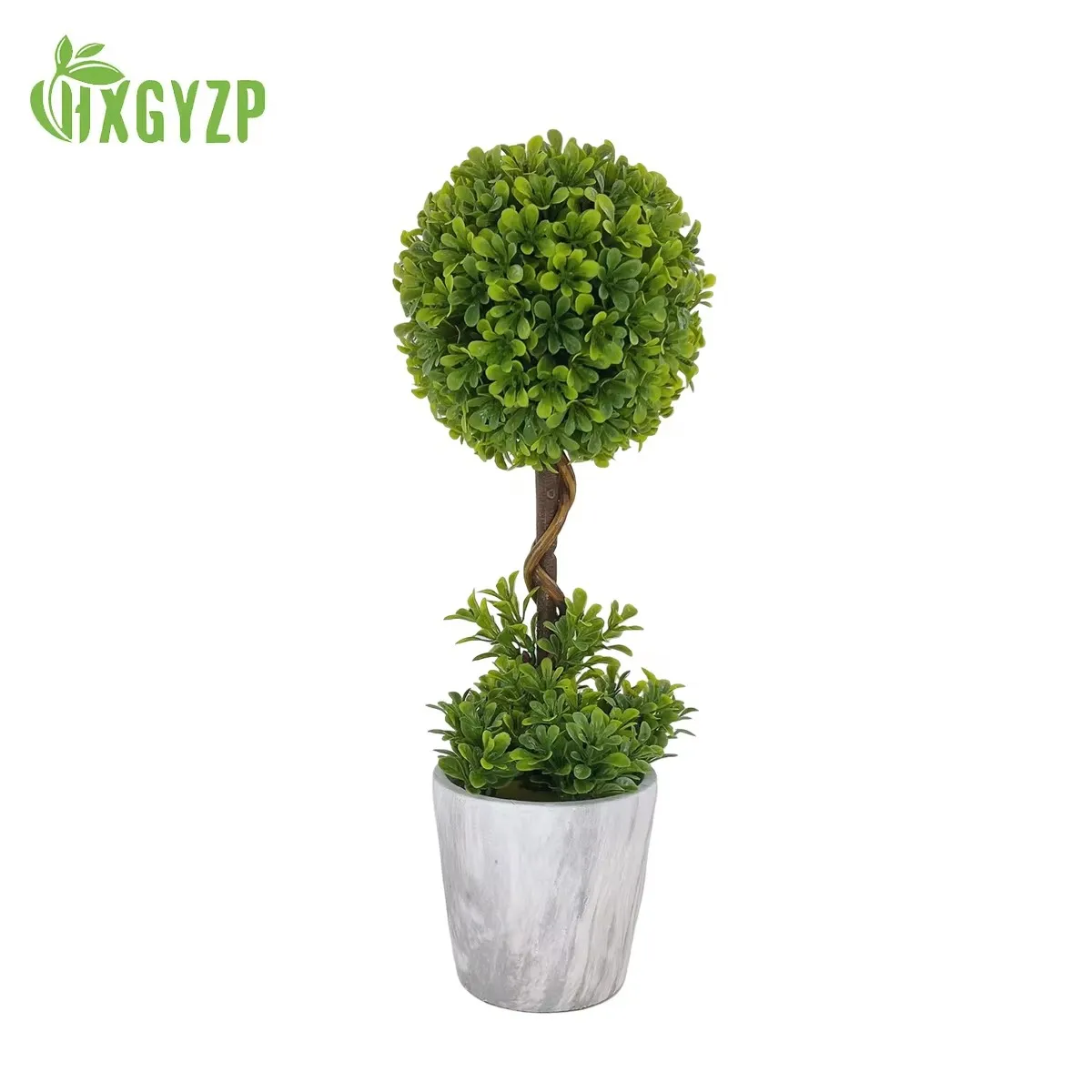 

HXGYZP Artificial Boxwood Topiary Tree Potted Faux Plants Ball In Cement Pots Home Decor Living Room Office Desktop Fake Plant