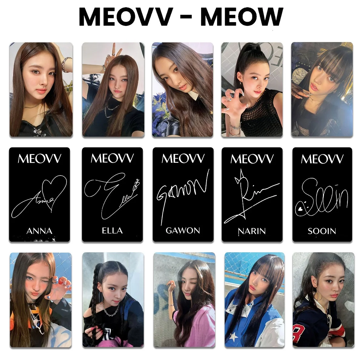 5Pcs/Set Kpop MEOVV Postcard Double Side Printing Photocard High Quality INS Style HD LOMO Card Anna Narin Gawon Sooin Fans Gift