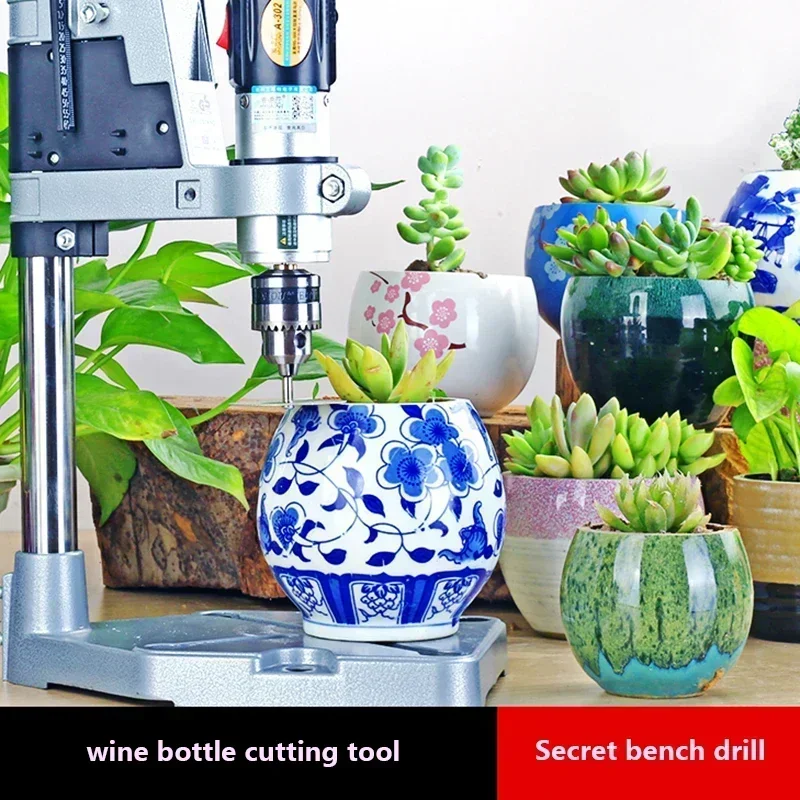

New Electric Drill Mini Engraving Machine Wine Bottle Cutting Tool Ceramic Craft Glass Punching Machine With Benchtop Drill Stan