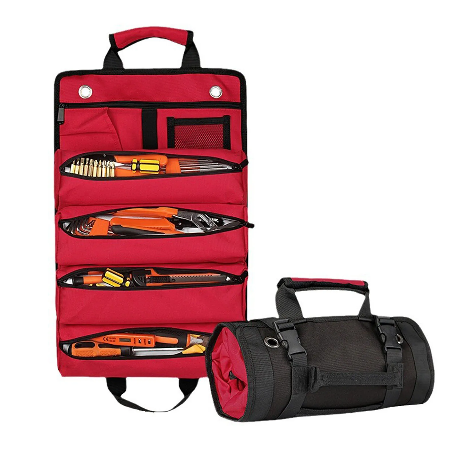 

Tool Roll Bag Large Capacity 5 Grids Waterproof Portable Canvas Tool Storage Bag Organizer for Maintenance