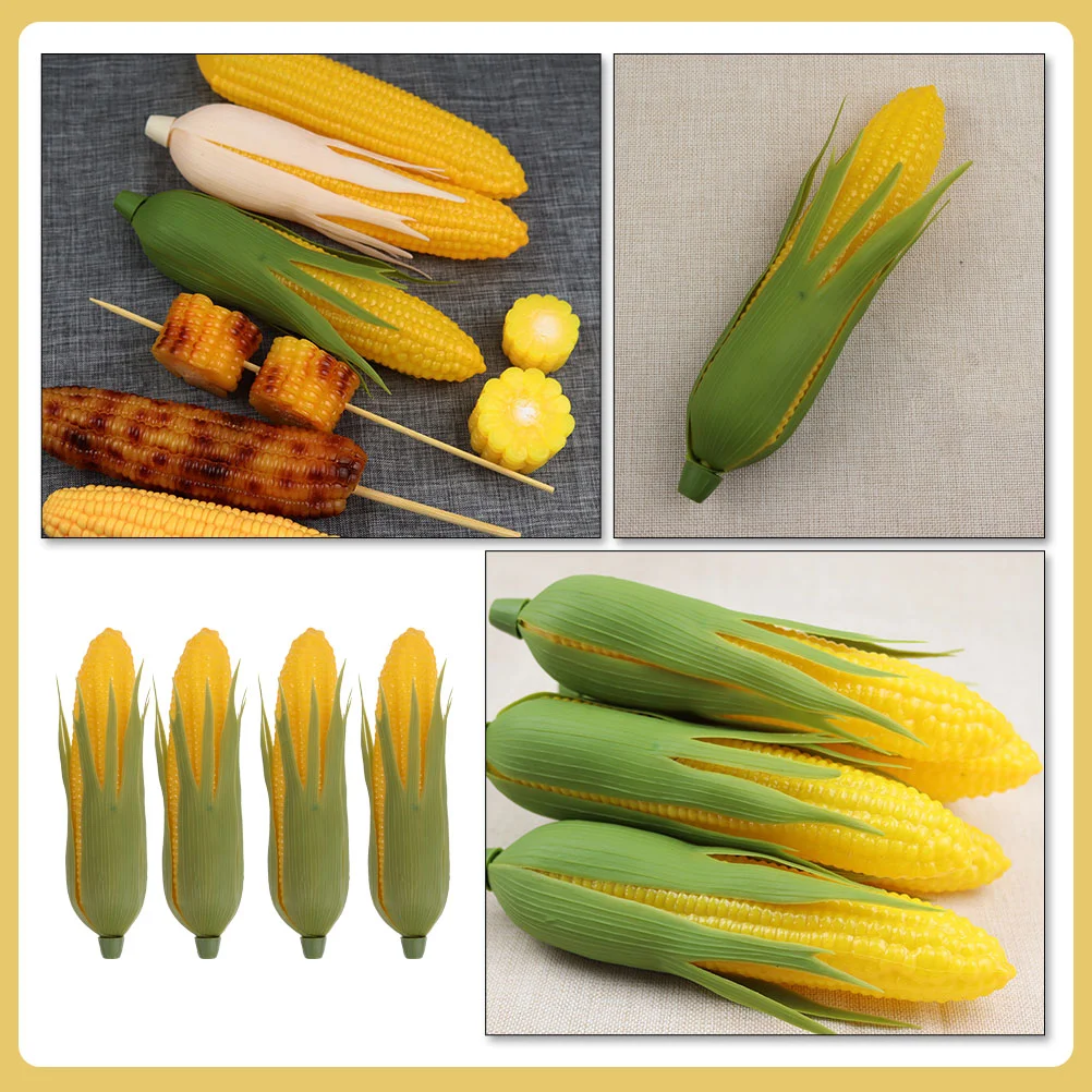 4 Pcs Fruit Model Simulation Corn Child Toy Fake Prop Plastic Artificial Decor Lifelike