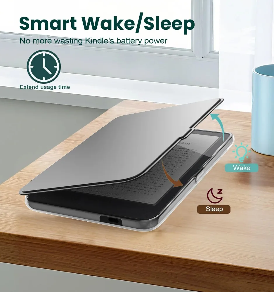 Funda para Kobo Clara Color / BW / 2E Smart DETACHABLE (Modelo: N365 N367 N506) Funda para libro con tapa para eBook de 6" con parte trasera acrílica