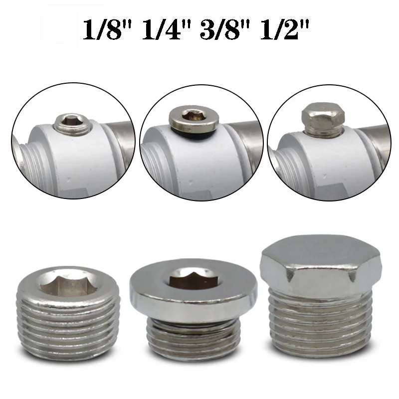 

Inner Hexagon Plug NPT 1/8" 1/4" 3/8" 1/2" Pneumatic End Cap Iron Male Thread Countersunk End Plug Pipe Connector Pneumatic Fitt