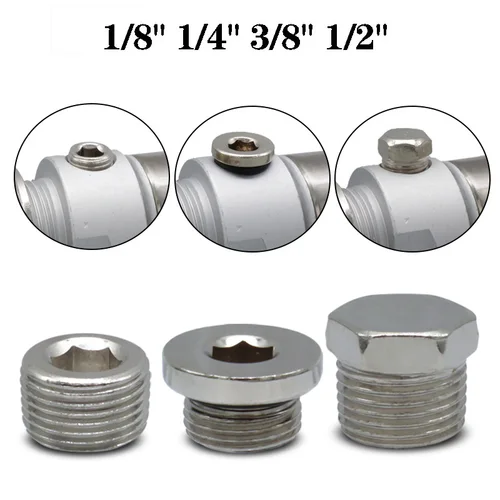 Tapón hexagonal interno NPT 1/8 ""1/4"" 3/8 ""1/2"" tapa de extremo neumático rosca macho de hierro conector de extremo avellanado conector de tubo accesorios neumáticos