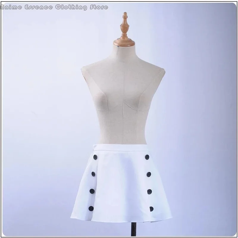 애니메이션 페어리 테일 코스프레 의상 루시 하트필리아 섹시 오픈 백 탑 화이트 미니 스커트 가방 여성 소녀 할로윈 의상;3,v'