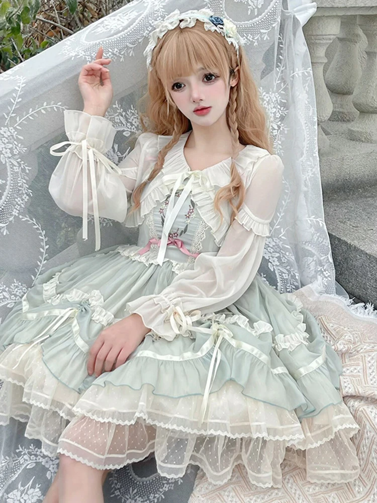 

New lolita Princess Dress Bow Lace Sweet Elegant Slip dress jsk Cute gorgeous LOLita dress