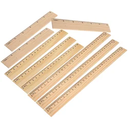 9 Pcs Wooden Ruler Architect Scale Rulers for Office Straight Metric Bulk Measuring Precision Double Sided Measuring Tool