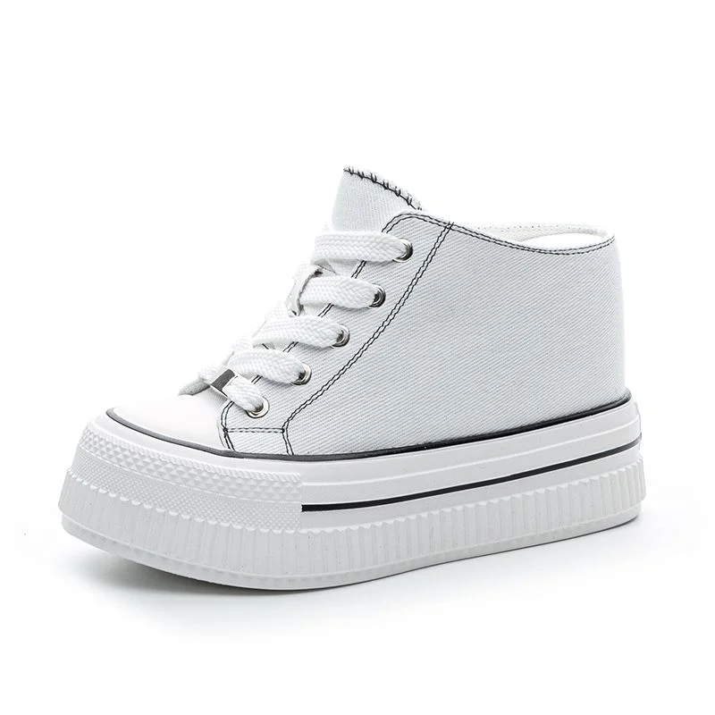 

13CM Denim Canvas Platform Wedge Flats Shoes Chunky Sneaker Casual Comfy High Brand Slipper Fashion Spring Summer Autumn Shoes