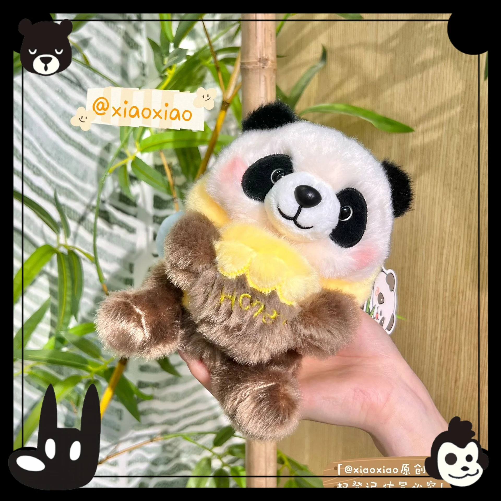 New cute honey pot with adjustable face to become a panda in hand, treasure honey pot, panda doll, desktop doll