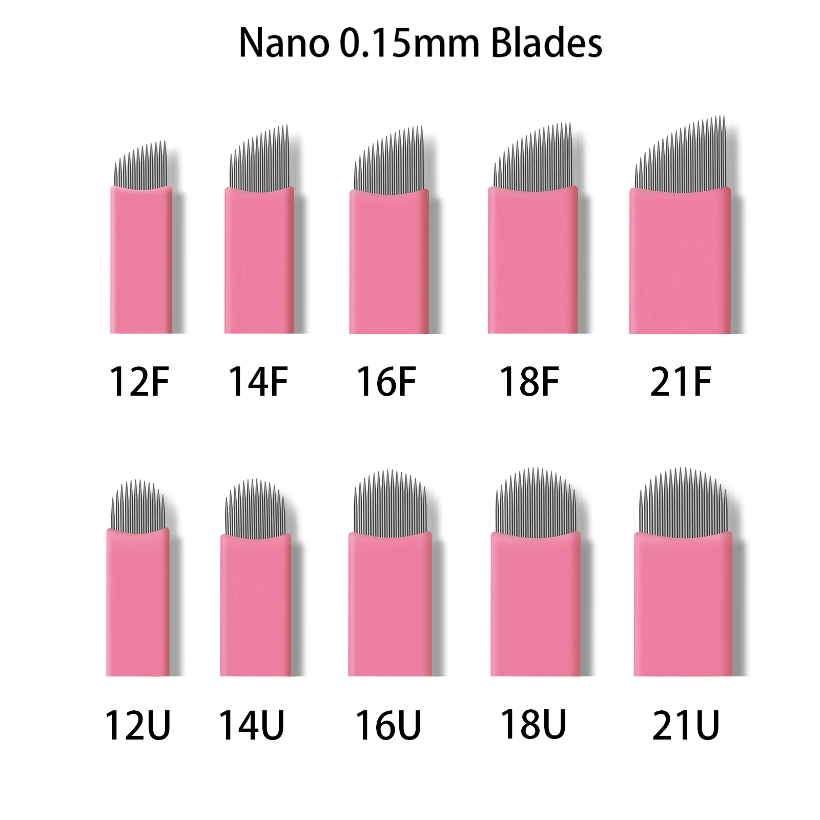 50pcs/Box Pink Nano Blades Thin 0.15mm Microblading Flex U Shape Needles Permanent Makeup 3D Embroidery for Tattoo Manual Needle