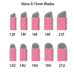 50 pz/scatola Pink Nano Blades sottile 0.15mm Microblading Flex aghi a forma di U trucco permanente ricamo 3D per ago manuale del tatuaggio