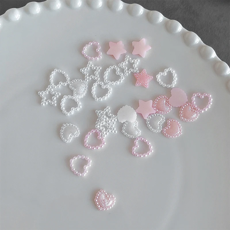 6 شبكة مختلطة لؤلؤة القلب مسمار الراين 3D الحب القلب ستار مسمار سحر لمسمار الفن مانيكير مجوهرات اكسسوارات #6