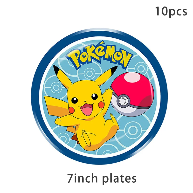 Pokemon Party Einweg-Geschirrset Teller Becher Servietten Strohhalme Tischdecke für Pikachu Geburtstagsparty Dekorationen Zubehör