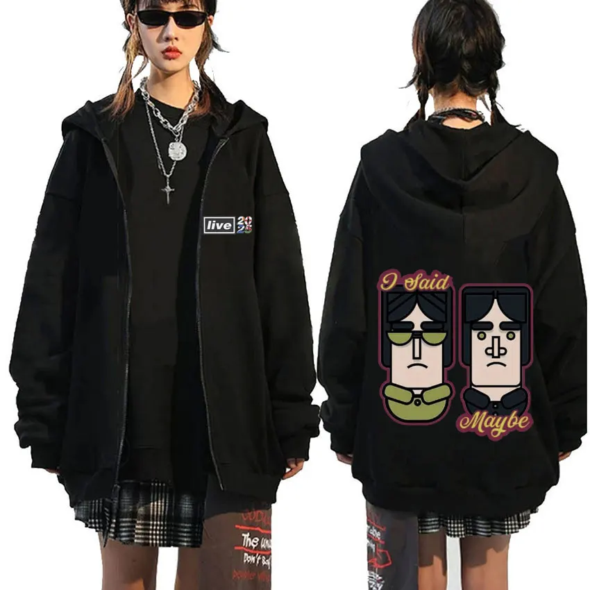 

Rock Band O-Oasis Live 2025 Zipper Hoodie Men Women Fashion Vintage Oversized Zip Up Jacket Men's Casual Fleece Cotton Hoodies