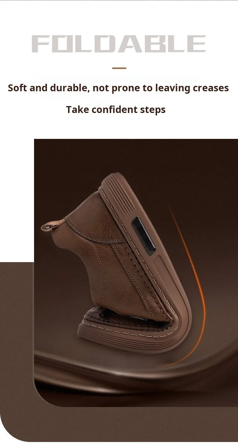 Herren-Freizeitschuhe für Frühling und Herbst, druckentlastende, atmungsaktive, schnürlose Lederschuhe, superweiche und strapazierfähige Herren-Board-Schuhe – Detail 6