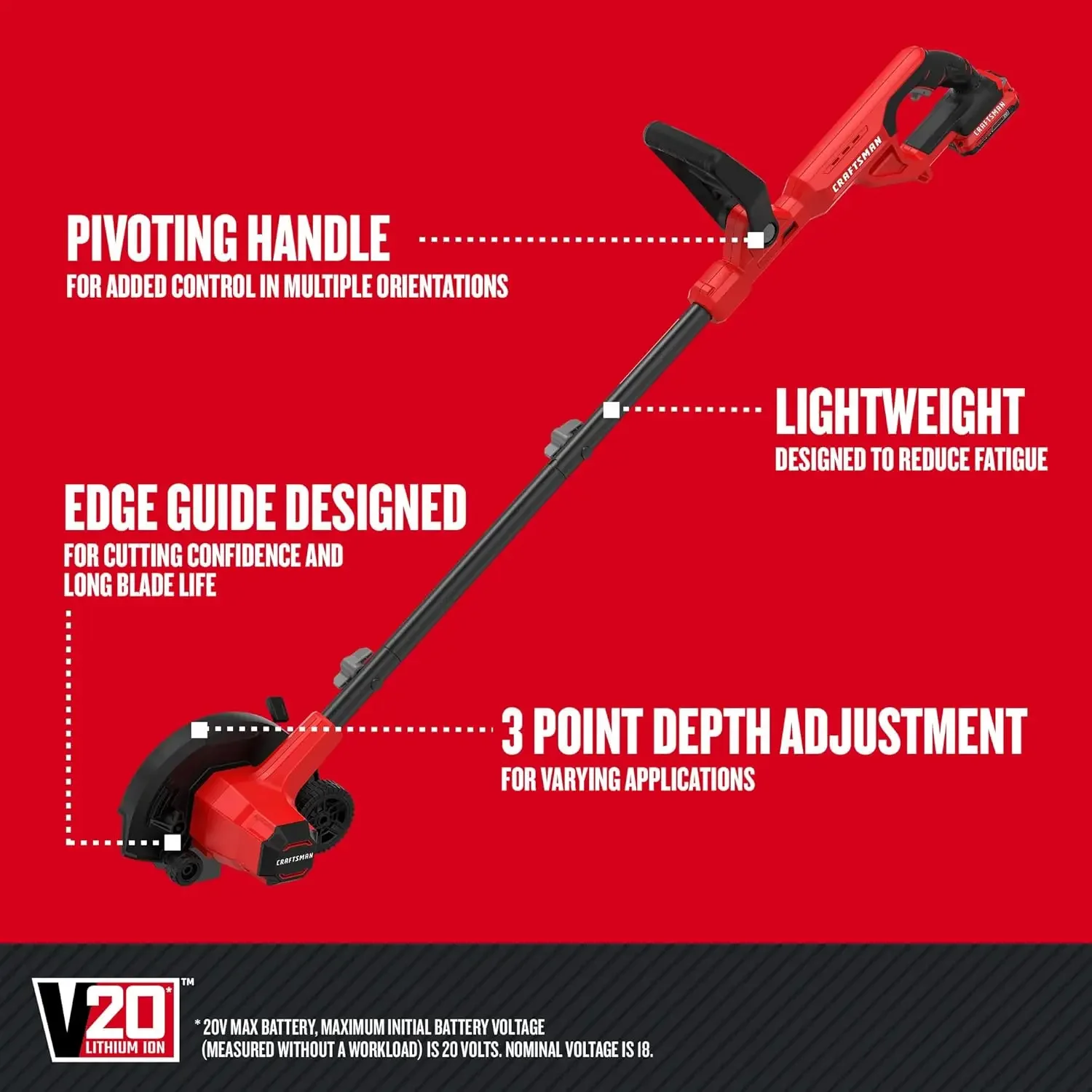 20V MAX Edger Lawn Tool, Cordless Lawn Edger with Battery & Charger Included