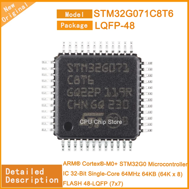 5Pcs/Lot New Original STM32G071C8T6 STM32G071 Microcontroller IC 32-Bit Single-Core 64MHz 64KB (64K x 8) FLASH 48-LQFP (7x7)