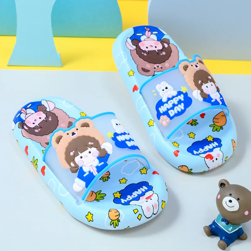 Summer Children Cartoon Slippers Indoor Outdoor Girls Boy Kids Students Beach Sandals Shoes Bathroom Non-slip Soft Sole Slippers