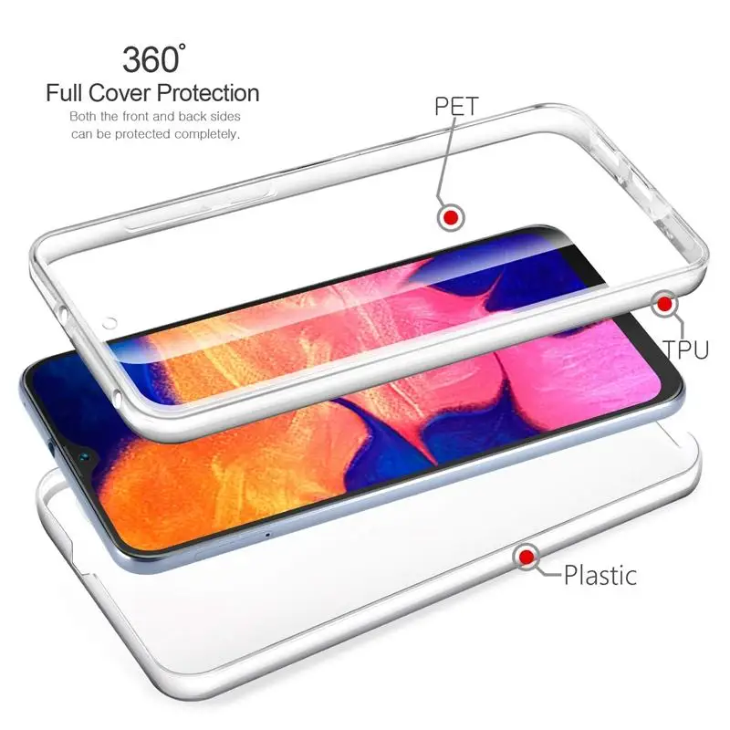360 Full Body Case for Xiaomi Redmi Note 8 Pro 10 9 9T 9AT 8T 7 7A 9A 6 6A Mi 11 Lite A3 Double Sided Silicone TPU Transparent