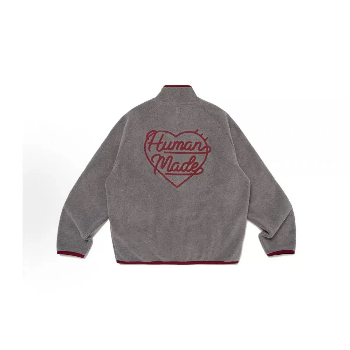 HUMAN MADE Half Zip Fleece Pullover Heart Embroidery Oversized Ins Unisex Retro