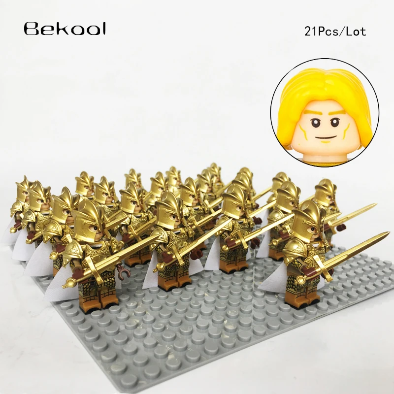 

21 шт./партия LOTR солдат хромированный Серебряный Kingsguard армейский рыцарь боры Blount Meryn Trant с мечом груша фигурки на заказ блочные игрушки