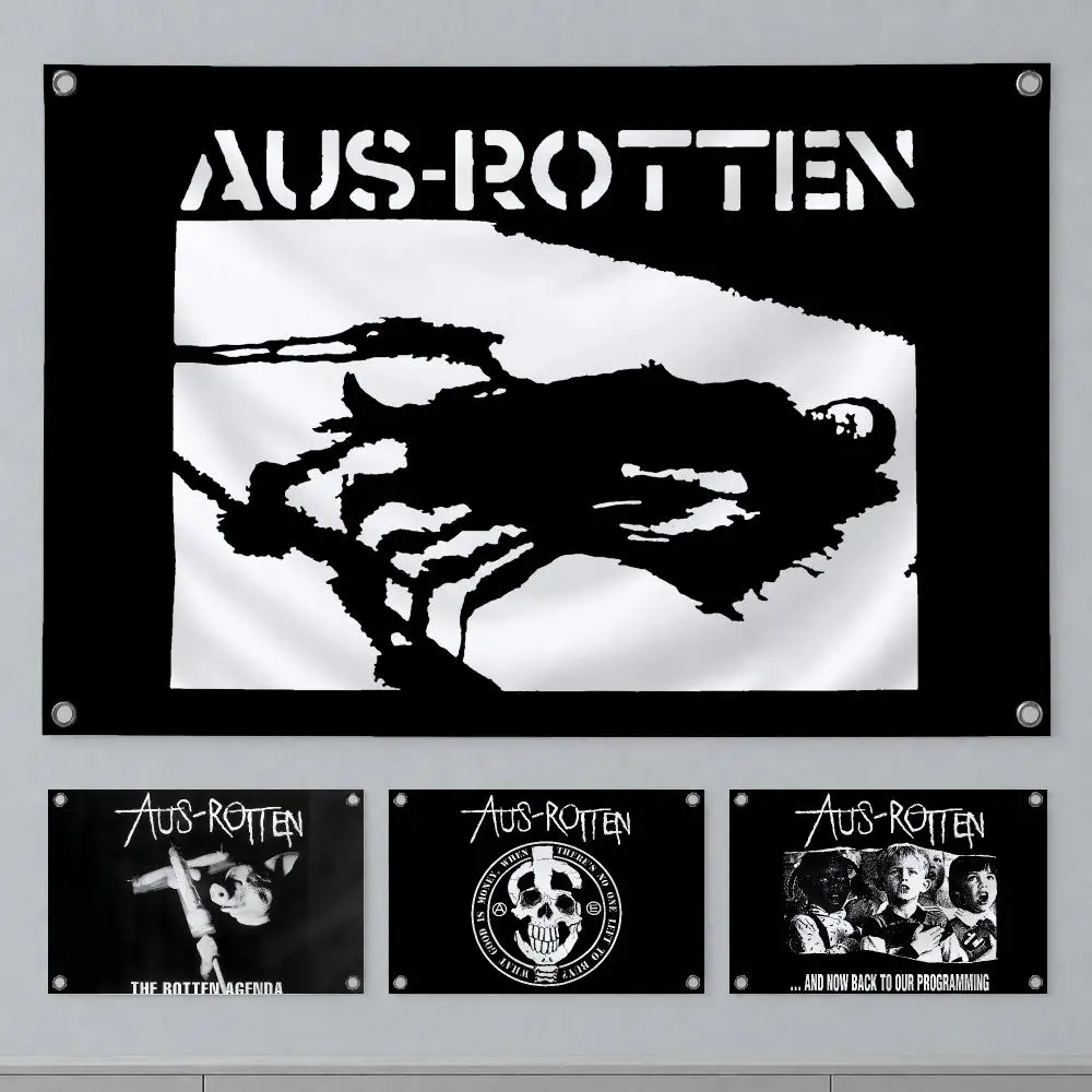 Punk Band Aus-Rotten Flags Wall Hanging Banner Indoor Outdoor Party Home Wall Decor Backdrop
