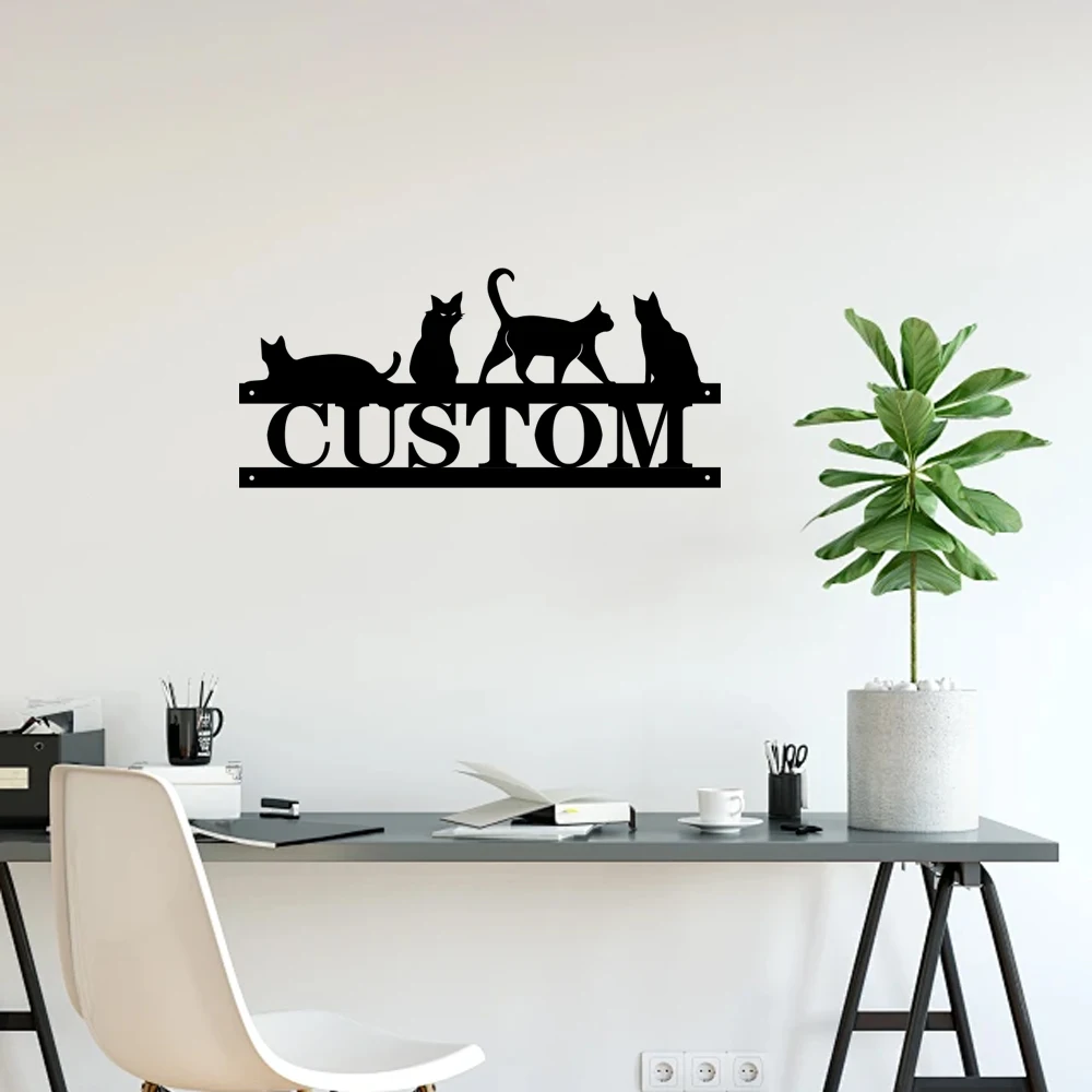 

1pc cool cats Customized Name Tin Wall Signs Metal Wall Plaque For Kids Room Living Room Home Decor